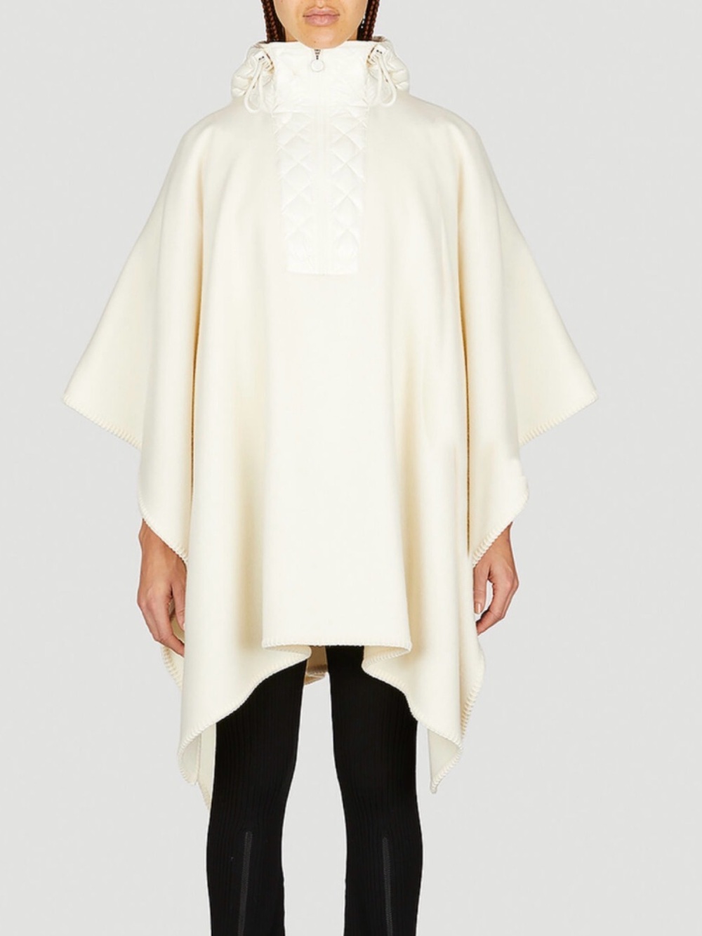 Moncler Cream Quilted Hooded Zip-Up Pullover